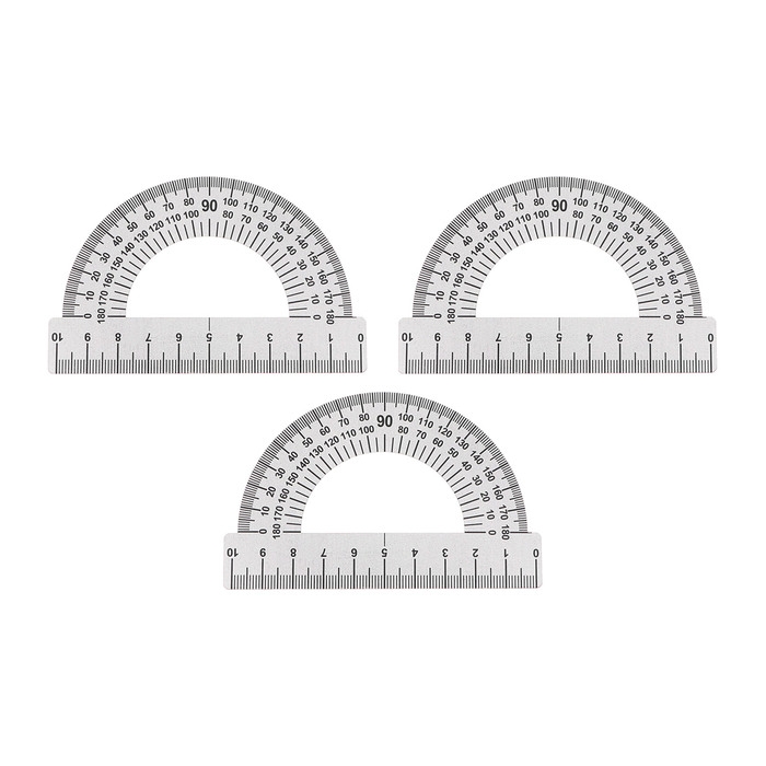 Набор транспортиров 180 градусов, 10 см, 3 штуки, Calligrata, стальной Набор транспортиров 180 градусов, 10 см, 3 штуки, Calligrata, стальной