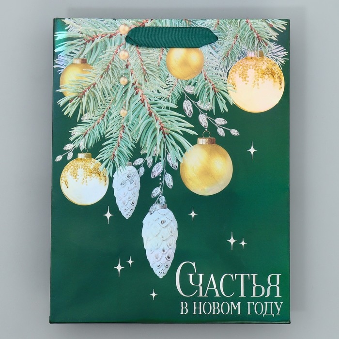 Пакет подарочный новогодний ламинированный «Елочная композиция», MS 18 х 23 х 10 см, Новый год Пакет подарочный новогодний ламинированный «Елочная композиция», MS 18 х 23 х 10 см, Новый год