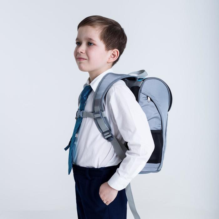 Ранец школьный Стандарт, 36 х 26 х 16 см, + мешок для обуви 40 х 32 см, Сalligrata П "Мото", серый