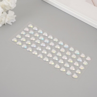 Наклейка пластик стразы "Сердце" белый перламутр 18х8 см