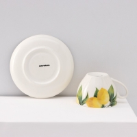 Сервиз фарфоровый чайный Доляна «Лимон», 12 предметов: 6 чашек 250 мл, 6 блюдец d=15,5 см, цвет белый Сервиз фарфоровый чайный Доляна «Лимон», 12 предметов: 6 чашек 250 мл, 6 блюдец d=15,5 см, цвет белый