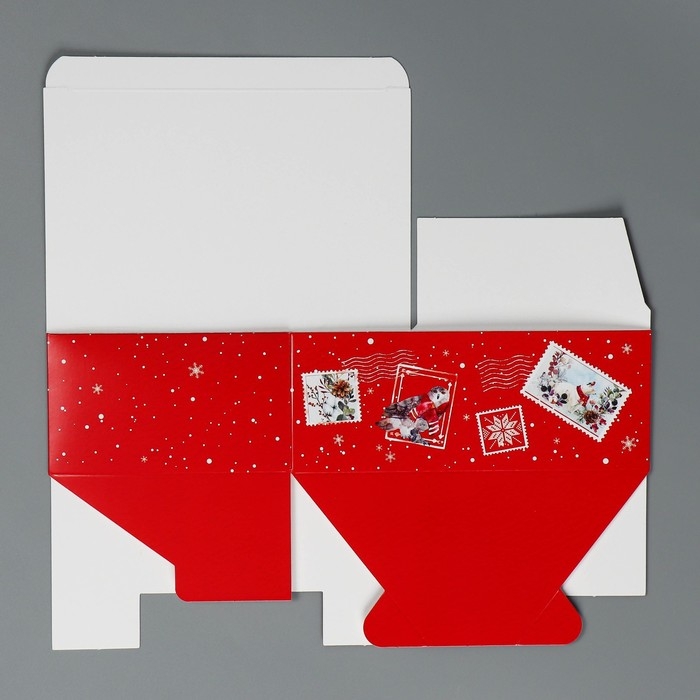 Подарочная коробка складная, новогодняя&laquo;Новогодняя акварель&raquo;, 18 х 12 х 7 см, Новый год