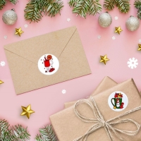 Новый год. Наклейки в рулоне "Новогодние угощения", 500 шт, 3,8 х 3,8 см