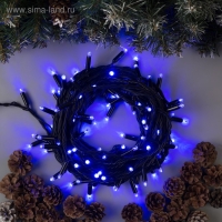 Гирлянда «Нить» 10 м, IP65, УМС, тёмная нить, 100 LED, свечение синее, мерцание белым, 220 В Гирлянда «Нить» 10 м, IP65, УМС, тёмная нить, 100 LED, свечение синее, мерцание белым, 220 В