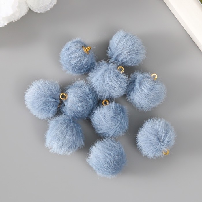 Декор для творчества искусственный мех Декор для творчества искусственный мех "Шарик" сине-серый набор 10 шт d=2 см