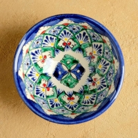 Пиала чайная Риштанская керамика "Узоры" большая, 11 см, микс Пиала чайная Риштанская керамика "Узоры" большая, 11 см, микс