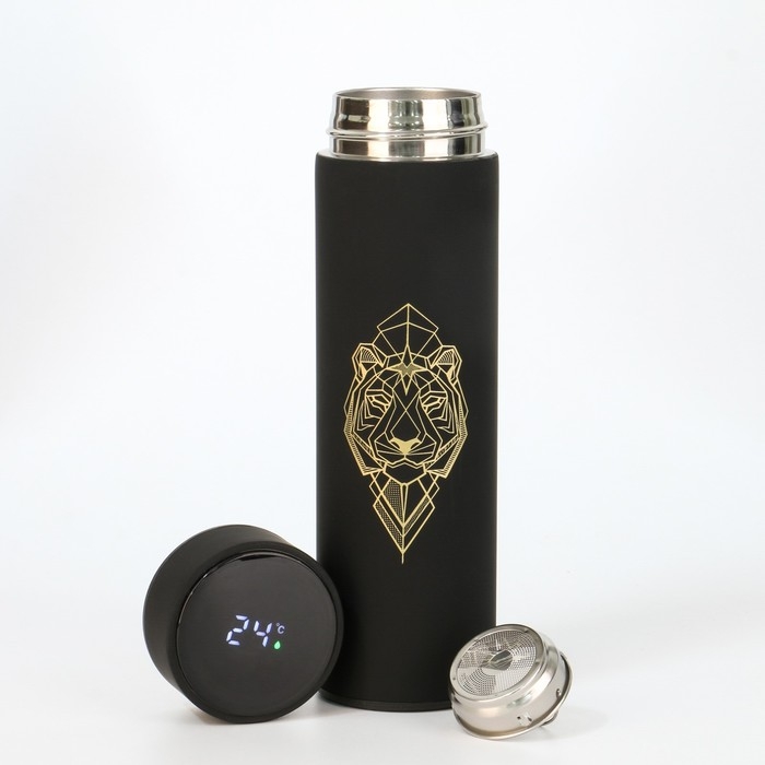 Термос, 500 мл, Basic Термос, 500 мл, Basic "Тигр", с ситечком, с датчиком температуры, сохраняет тепло 10 ч