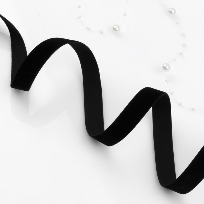 Лента бархатная, 15 мм, 18 &plusmn; 1 м, цвет чёрный №03