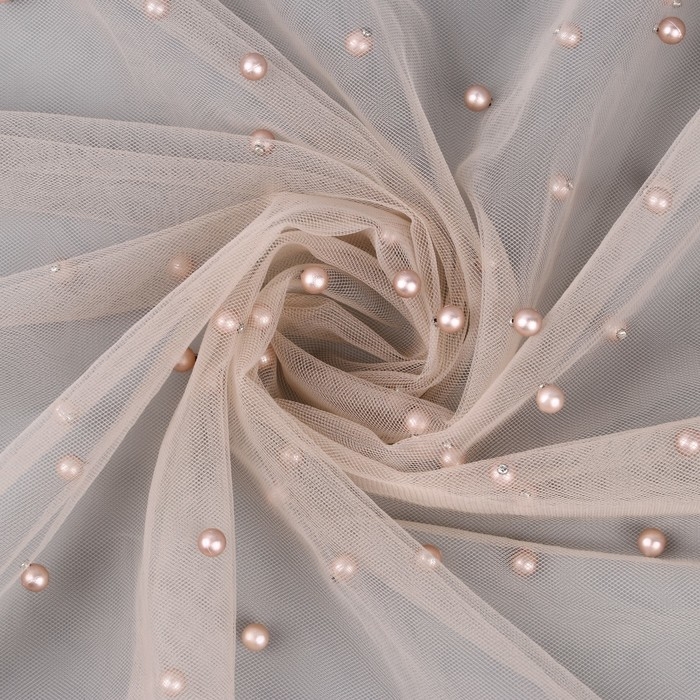 Сетка с бусинами, 150 см, 1 &plusmn; 0,2 м, цвет бежевый