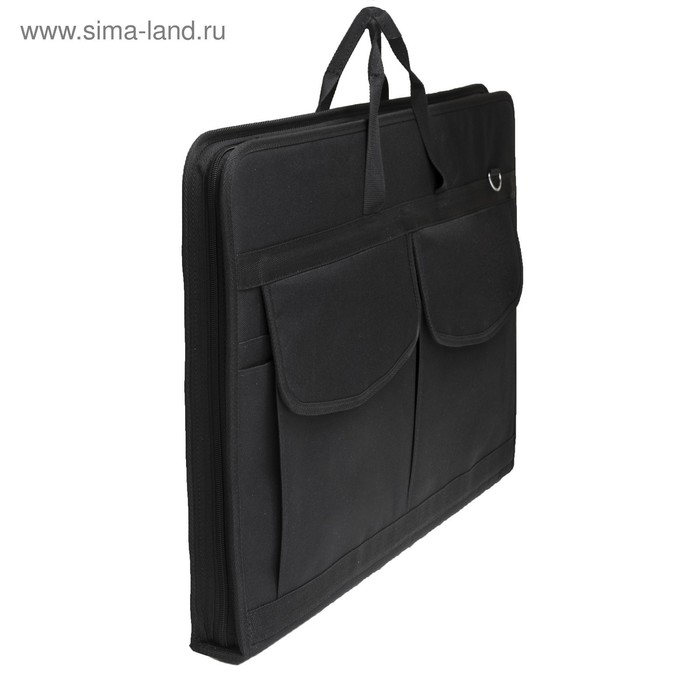 Папка для чертежей и рисунков А2, 640 х 450 х 30 мм, с ручками, текстильная, Estado, 3 кармана, цвет чёрный, Папка для чертежей и рисунков А2, 640 х 450 х 30 мм, с ручками, текстильная, Estado, 3 кармана, цвет чёрный,