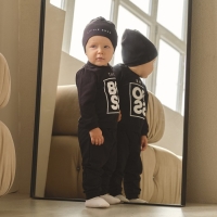 Комплект детский (джемпер, брюки, шапочка) Крошка Я "Little Boss", рост 62-68 см, цвет чёрный