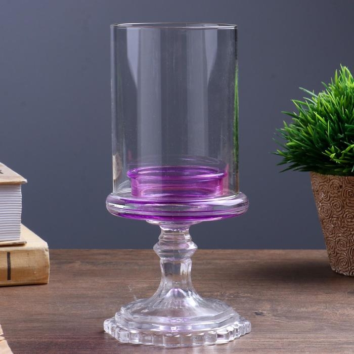 Подсвечник стекло на 1 свечу Подсвечник стекло на 1 свечу "Бокал на ножке" фиолетовый 18х8,5х5 см