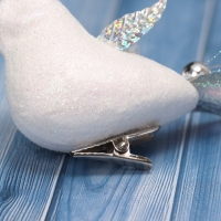 Ёлочные игрушки 3 шт. &laquo;Зимнее волшебство. Маленькая птичка&raquo; пластик, 5х11,5 см, белый