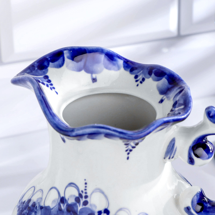 Кувшин Кувшин "Утро", гжель, фарфор, 18х16 см