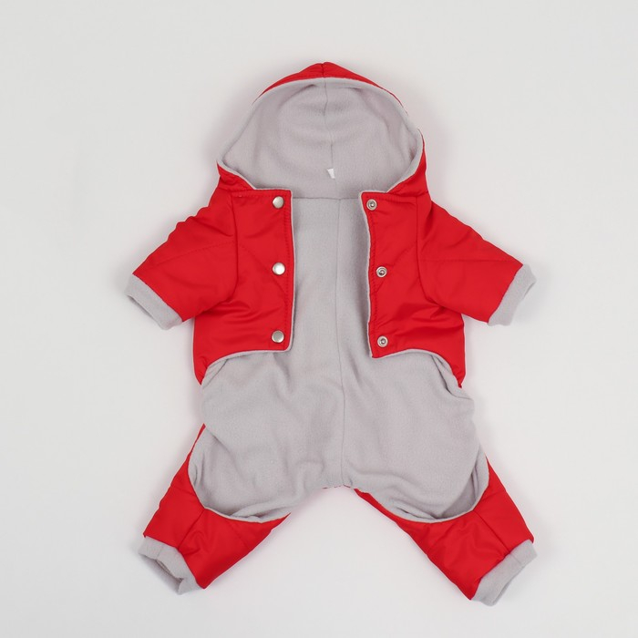 Комбинезон зимний для животных, XS (ДС 18-20, ОГ 30-32 см, ОШ 24 см), красный
