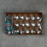 Гирлянда &laquo;Нить&raquo; 1.6 м с насадками &laquo;Шарики с оленем&raquo;, IP20, серебристая нить, 15 LED, батарейки ААх2 (нет в комплекте), свечение белое