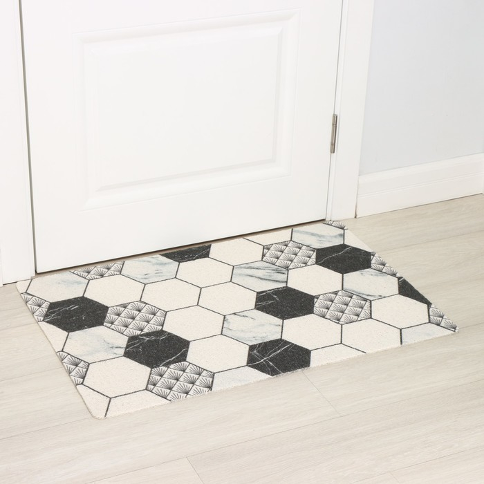 Коврик придверный грязезащитный Доляна &laquo;Мрамор&raquo;, вырезной, 50&times;80 см, цвет серый