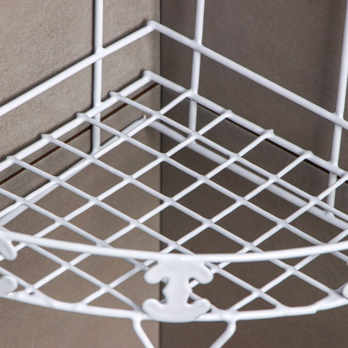 Полка угловая двухъярусная Доляна, 20&times;20&times;33 см, цвет белый