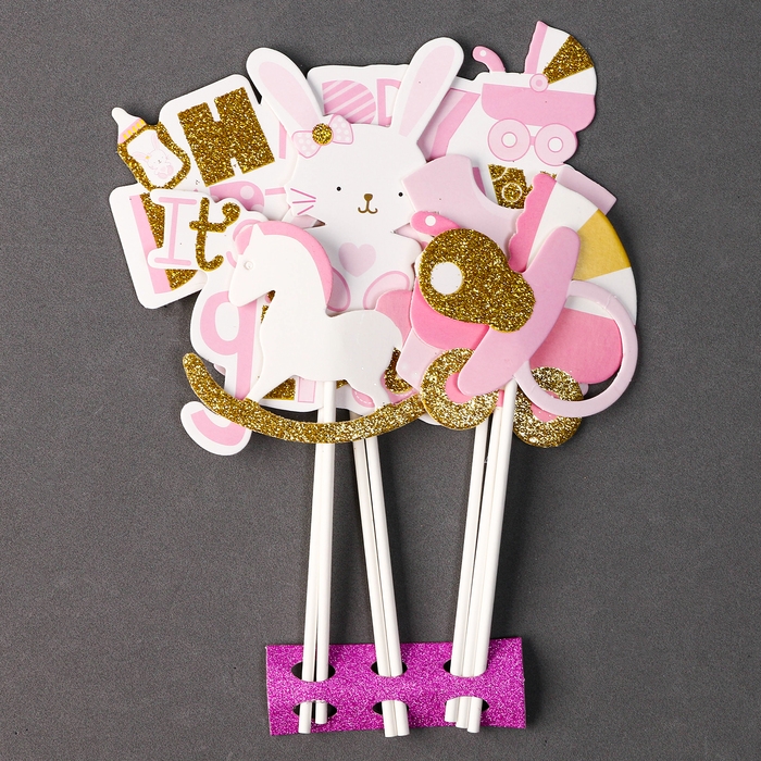 Набор топперов &laquo;С днём рождения, доченька&raquo;, набор 7 шт.