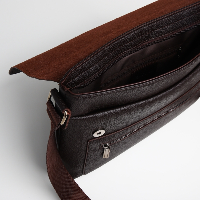 Сумка мужская деловая TEXTURA, длинный ремень, цвет коричневый Сумка мужская деловая TEXTURA, длинный ремень, цвет коричневый