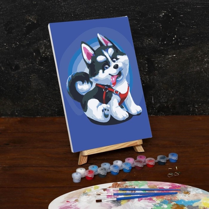 Картина по номерам на холсте с подрамником &laquo;Щенок хаски&raquo;, 30х20 см