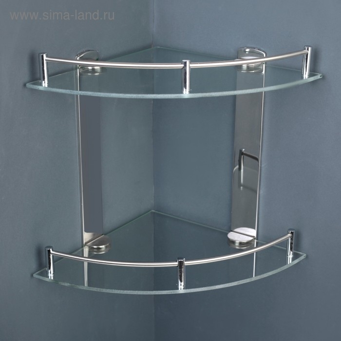 Полка угловая 2-х ярусная, 23×23,5×28 см, нержавеющая сталь Полка угловая 2-х ярусная, 23×23,5×28 см, нержавеющая сталь