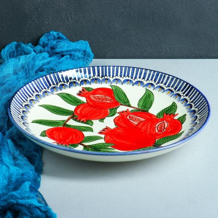 Ляган круглый «Гранат», 31 см, синяя кайма Ляган круглый «Гранат», 31 см, синяя кайма