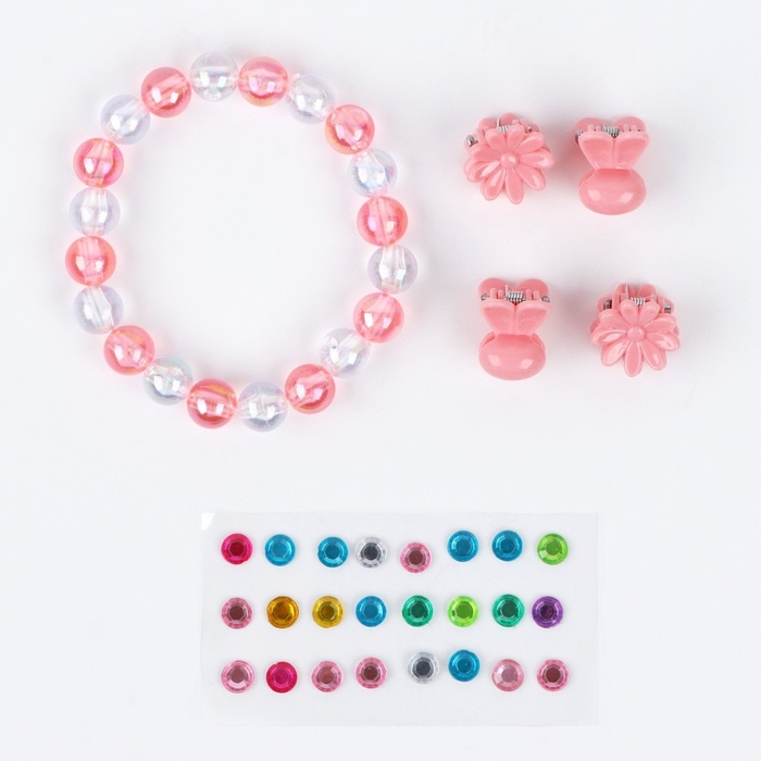 Детские накладные ногти &laquo;Сладкий котик&raquo;, 12 шт, набор с браслетом и заколками