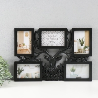 Фоторамка пластик на 5 фото 10х15 "Благородный олень" черная 48х33х2,5 см Фоторамка пластик на 5 фото 10х15 "Благородный олень" черная 48х33х2,5 см