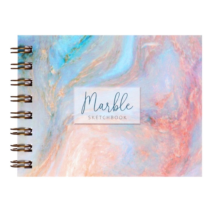 Скетчбук А6, 80 листов на гребне по короткой стороне "Мрамор", твёрдая обложка, блок 100 г/м&sup2;