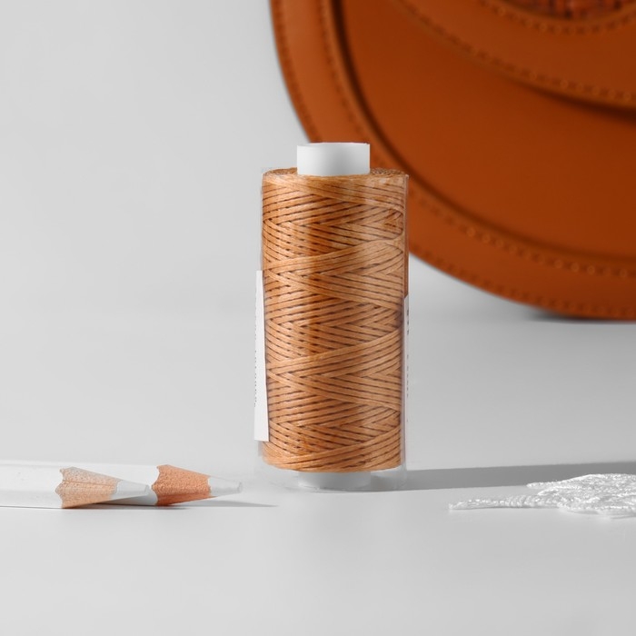 Нитки вощёные, плоские, 150D/16, 0,8 мм, 50 ± 2 м, цвет светло-оранжевый Нитки вощёные, плоские, 150D/16, 0,8 мм, 50 ± 2 м, цвет светло-оранжевый
