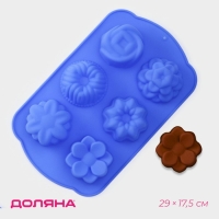 Форма для выпечки Доляна «Немецкий кекс. Цветы», силикон, 29×17,5 см, 6 ячеек, цвет МИКС Форма для выпечки Доляна «Немецкий кекс. Цветы», силикон, 29×17,5 см, 6 ячеек, цвет МИКС