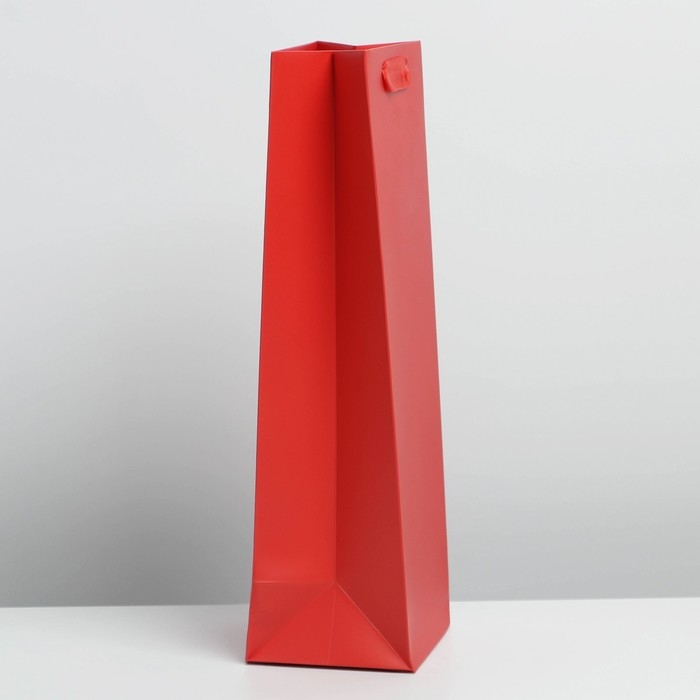 Пакет подарочный под бутылку, упаковка, &laquo;Красный&raquo;, 13 x 36 x 10 см