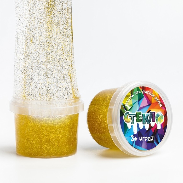 Слайм &laquo;Стекло&raquo; с золотыми блёстками, 90 г