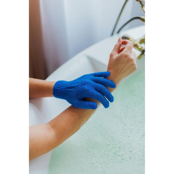 Мочалка-перчатка массажная Доляна, 14&times;18 см, однотонная, цвет МИКС