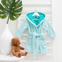 Халат махровый детский Крошка Я &laquo;Крапинка&raquo; размер 32, цвет бирюзовый, 100% хлопок 360 г/м2