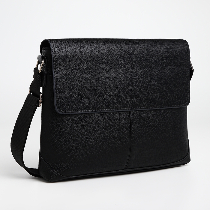 Сумка мужская деловая TEXTURA, 2 наружных кармана, цвет чёрный Сумка мужская деловая TEXTURA, 2 наружных кармана, цвет чёрный