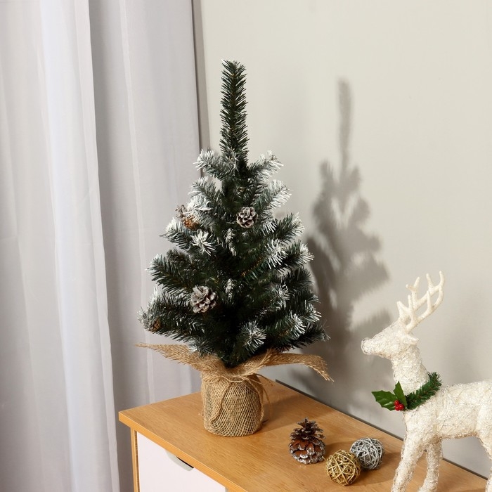 Ёлка искусственная настольная Ёлка искусственная настольная "Классическая белоснежная " шишка серебро 60 см