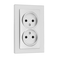 Розетка двухместная TOT Glossy Glass, 10 А, скрытая, без з/к, стекло, серебристая