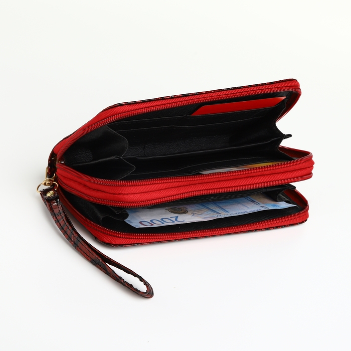 Кошелёк женский на молниях, цвет красный Кошелёк женский на молниях, цвет красный