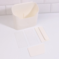 Органайзер для хранения &laquo;Нежность&raquo;, навесной, 2 секции, с клеевой основой, 16,7 &times; 6,9 см, цвет белый