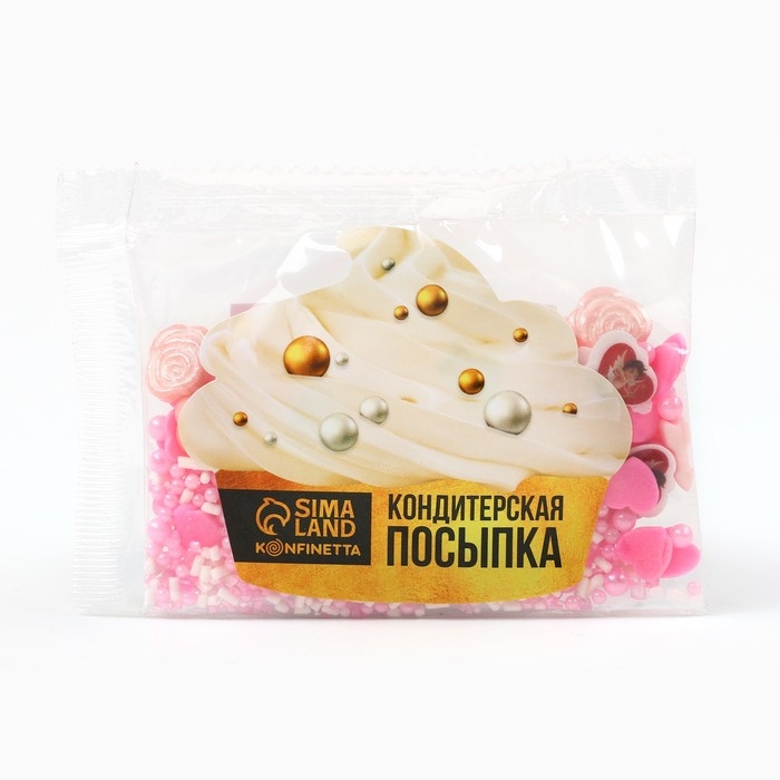 Посыпка кондитерская фигурная: «Сердечки и розы»: белая, розовая, красная, 25 г. Посыпка кондитерская фигурная: «Сердечки и розы»: белая, розовая, красная, 25 г.