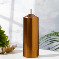 Свеча "Столбик", кофейно-золотая, 5,5&times;15см