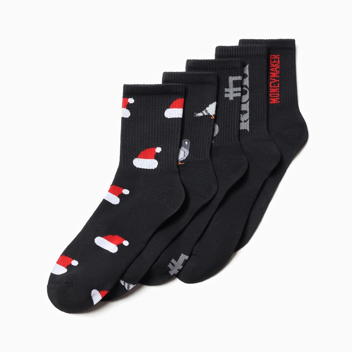 Набор мужских носков KAFTAN "Деньги валятся с небес" 5 пар, размер 41-44 (27-29 см)