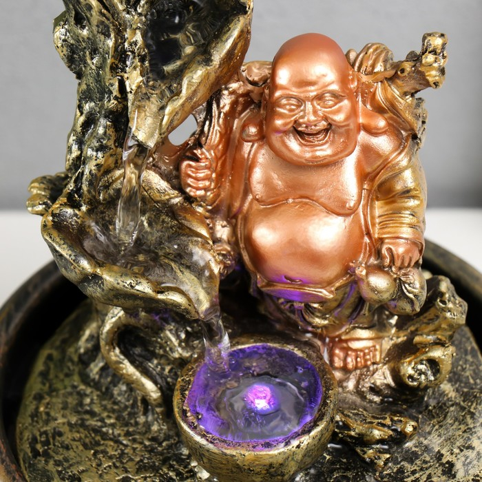 Фонтан настольный с подсветкой Фонтан настольный с подсветкой "Хотей у водопада" 22,5х16х16 см