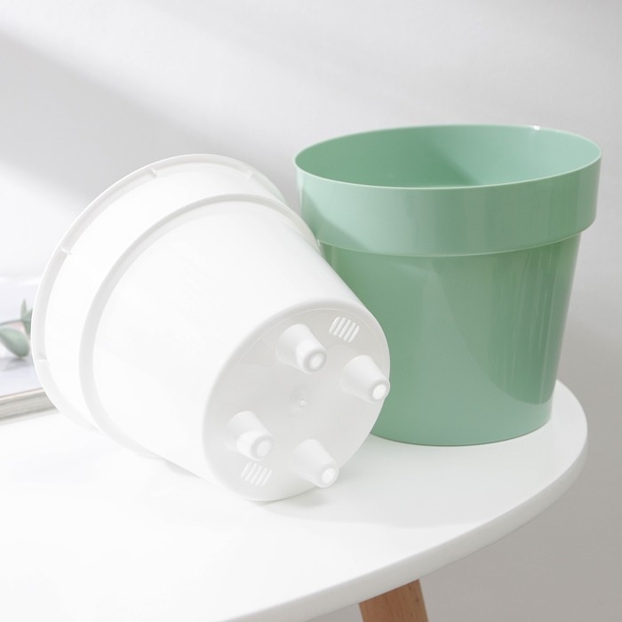 Кашпо для цветов со вставкой &laquo;Порто&raquo;, 1 л, цвет нефрит