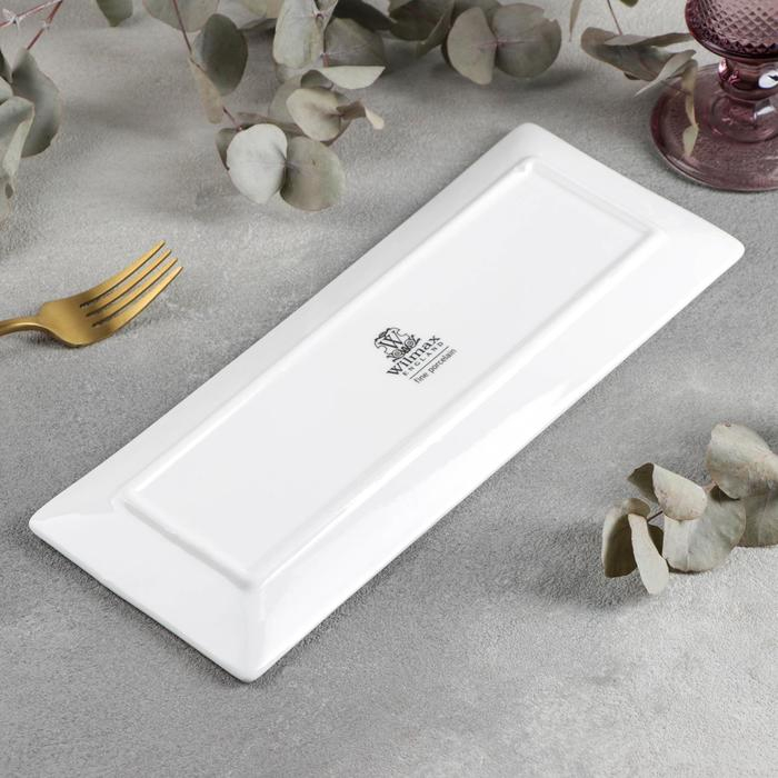 Блюдо фарфоровое для суши/канапе Wilmax, 30,5&times;12 см, цвет белый