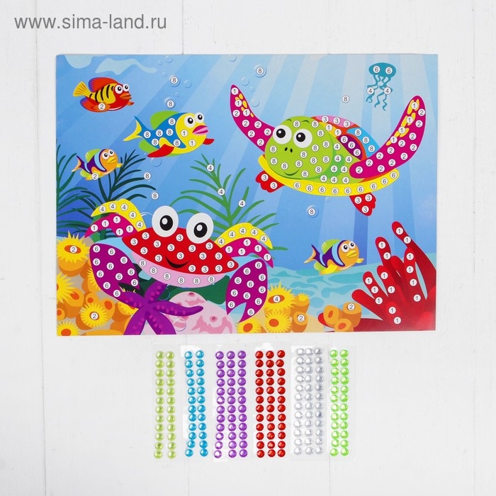 Аппликация круглыми стразами &laquo;Морские обитатели&raquo;