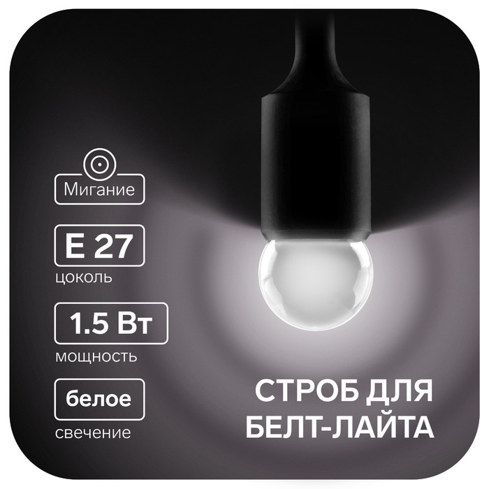 Лампа светодиодная строб, G45, E27, 1.5 Вт, для белт-лайта, белая, набор 10 шт. Лампа светодиодная строб, G45, E27, 1.5 Вт, для белт-лайта, белая, набор 10 шт.