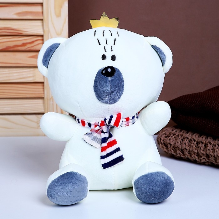 Мягкая игрушка &laquo;Мишка с короной&raquo;, 26 см, цвет белый